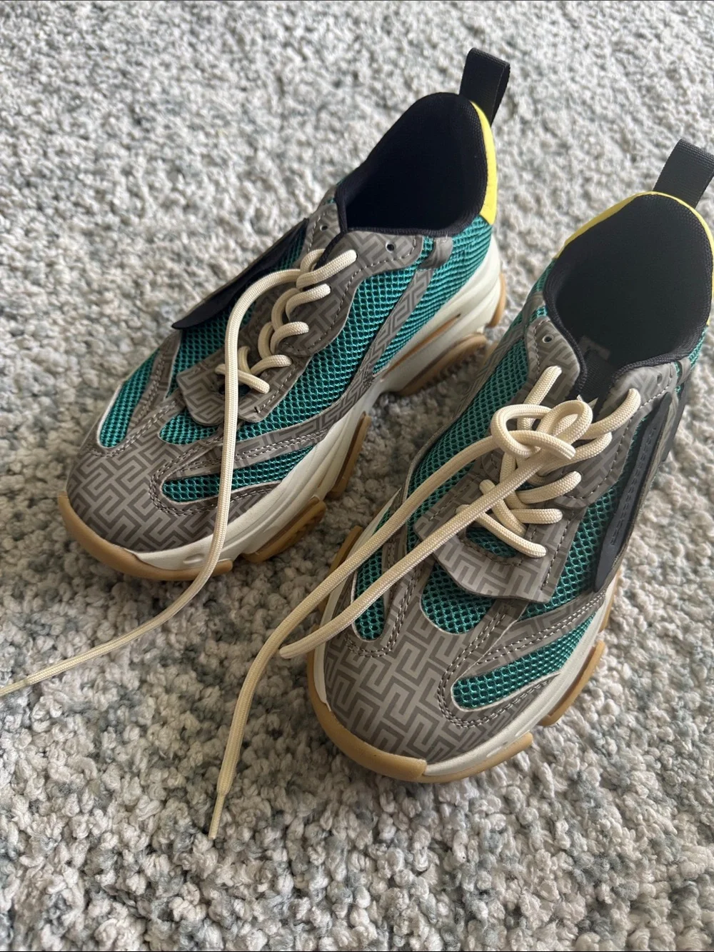 Steve Madden Gray Teal Athletic Sneakers with Cream Laces